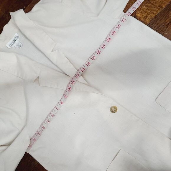 Vintage 90s Neutral Minimalist Beige Lightweight Long Fall Blazer - Picture 10 of 16